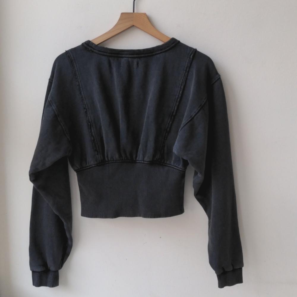 We the Free People Crop Sweatshirt Dark Gray Women's Size XS - Picture 3 of 6
